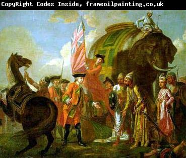 Francis Hayman Lord Clive meeting with Mir Jafar at the Battle of Plassey in 1757